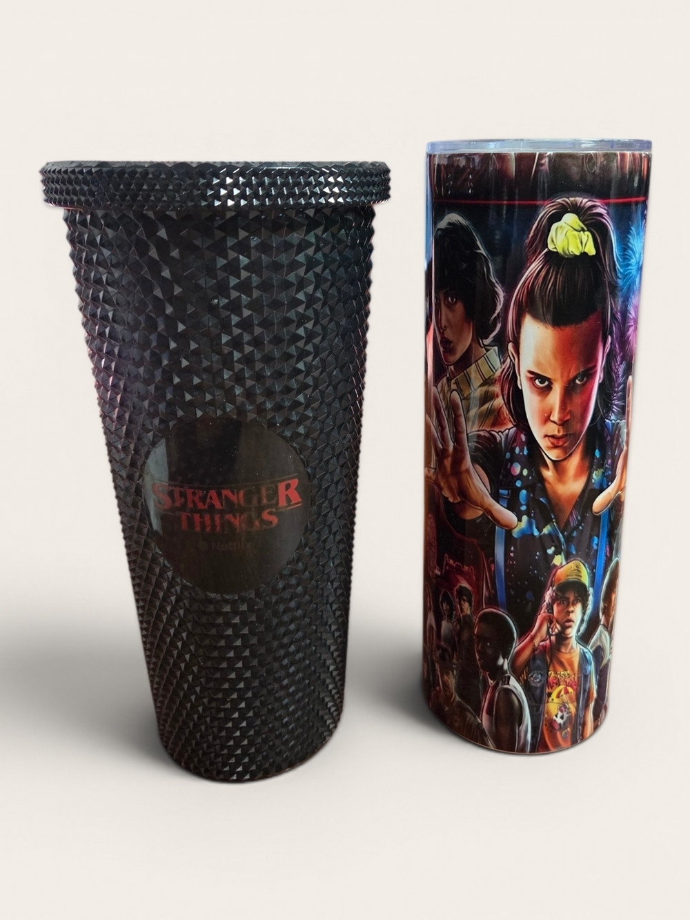 Stranger Things Black Studded Tumbler + Character Art Tumbler